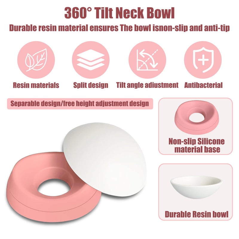 Umysky French Bulldog Food Bowl- Slanted Tilted Pug Food Water Bowl,Cat Bowl- Feeder for Frenchie/Shih Tzu/Flat Faced Small Dogs/Puppies/Cats (Pink, 2 Cup) - Image 4
